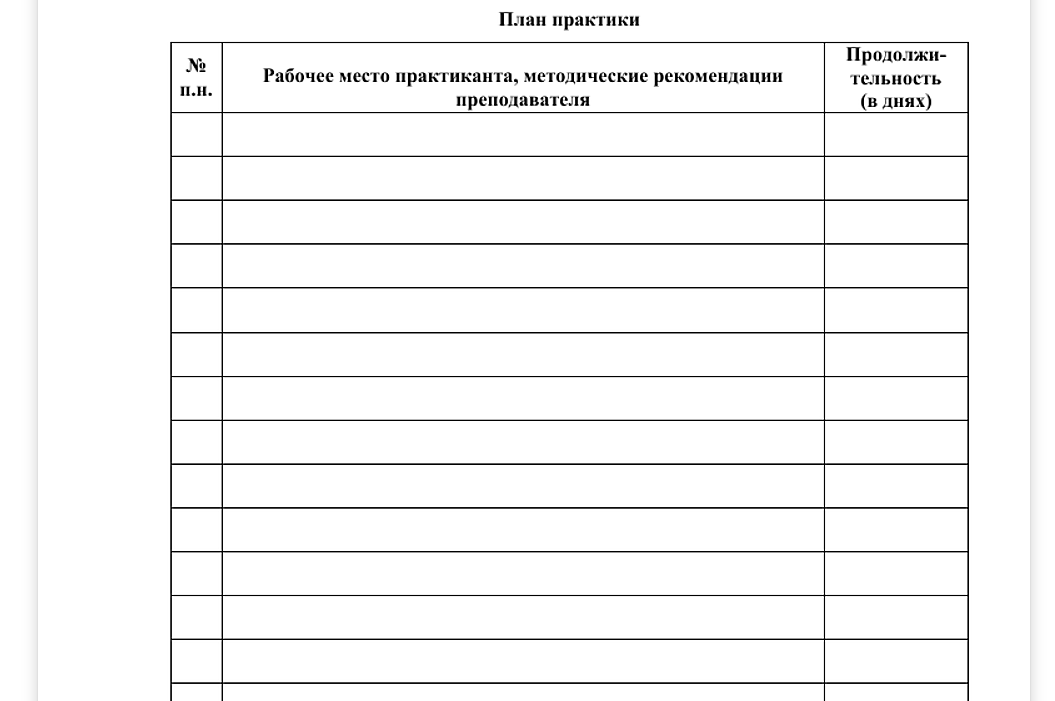 образец оформления дневника практики