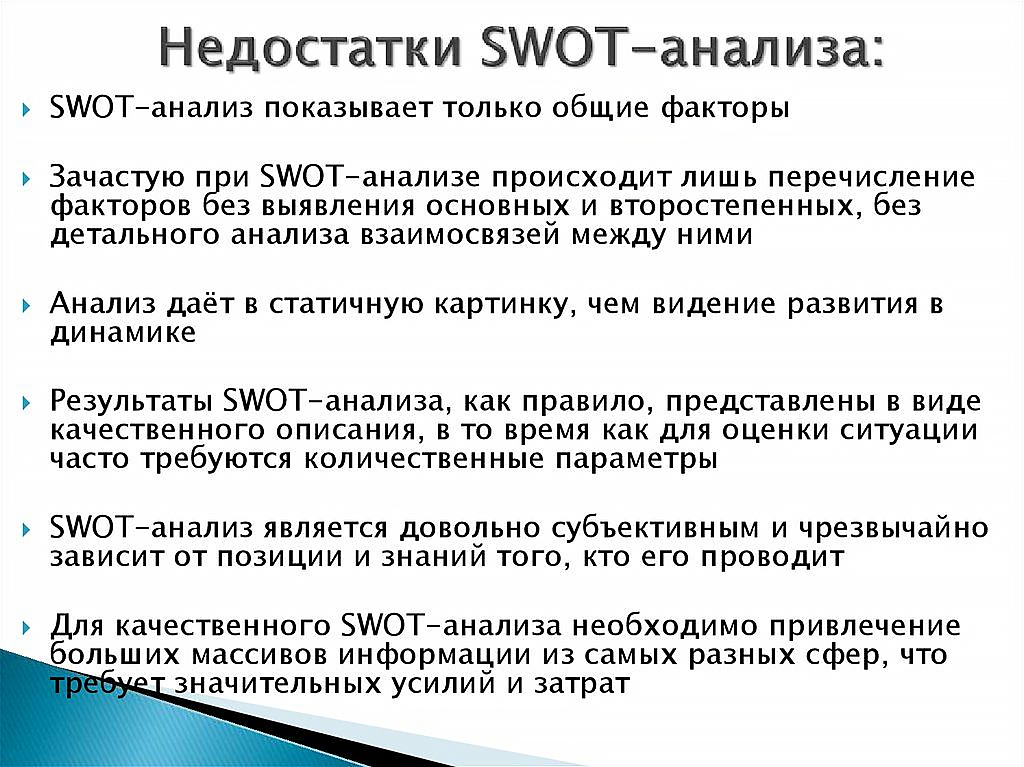 Минусы SWOT-анализа