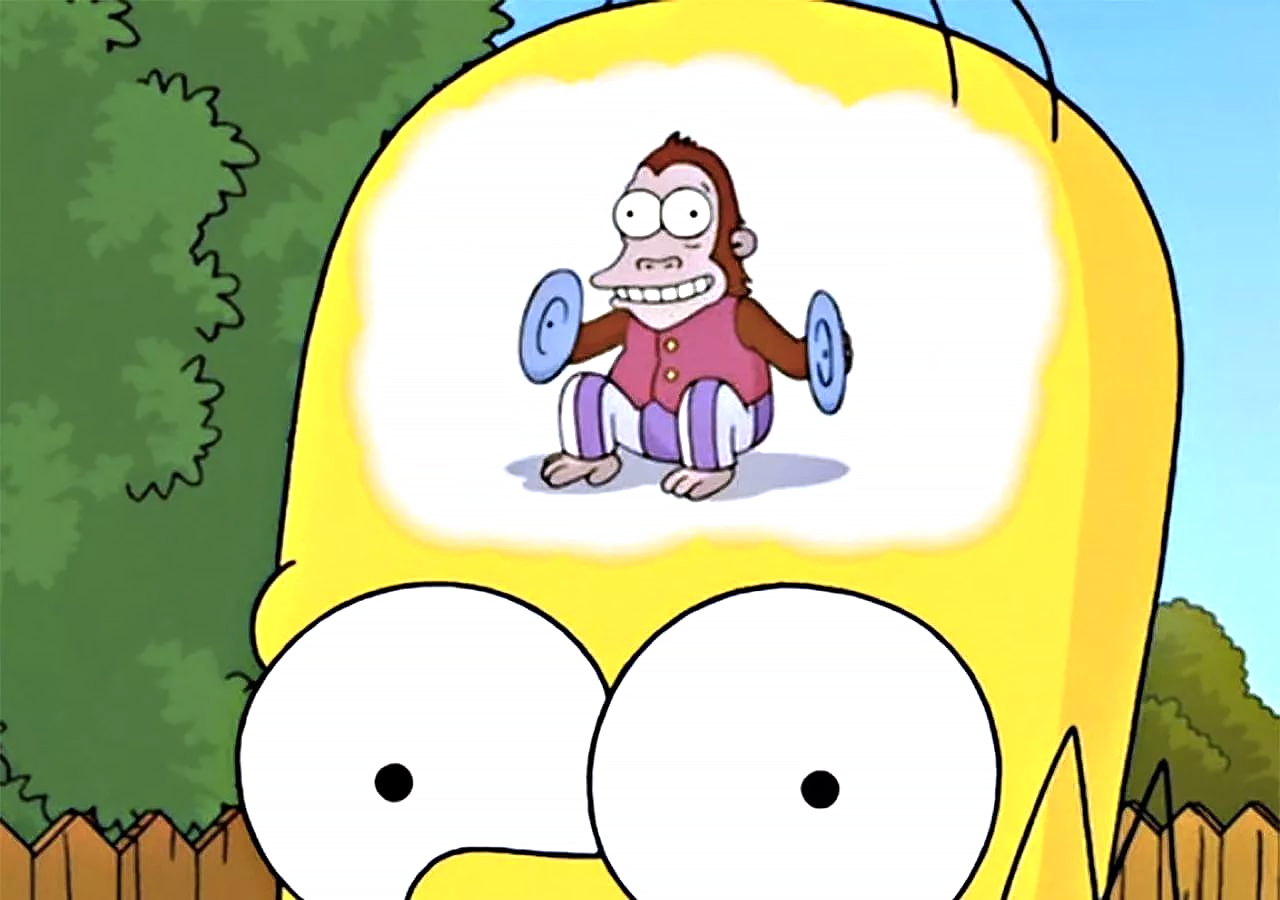 мем обезьянка в голове