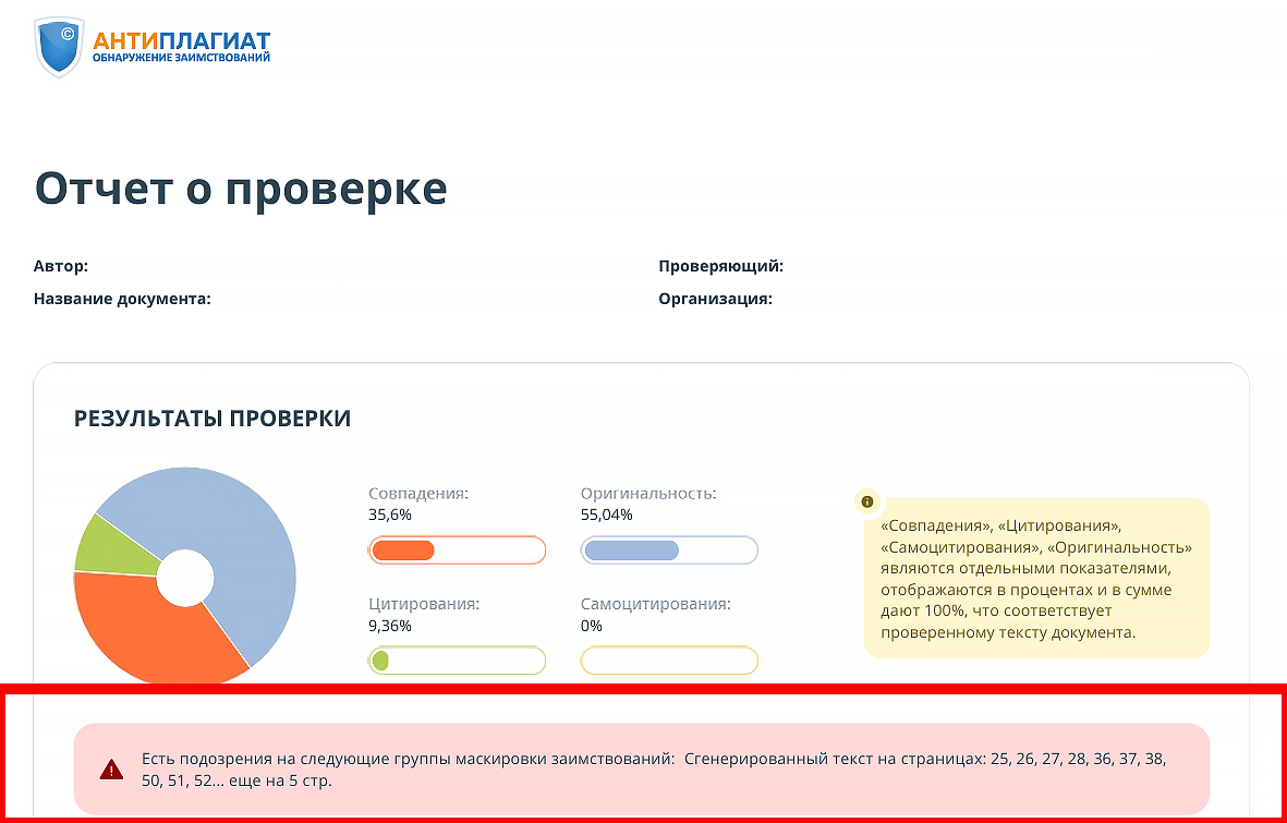 знак сгенерированный текст антиплагиат вуз