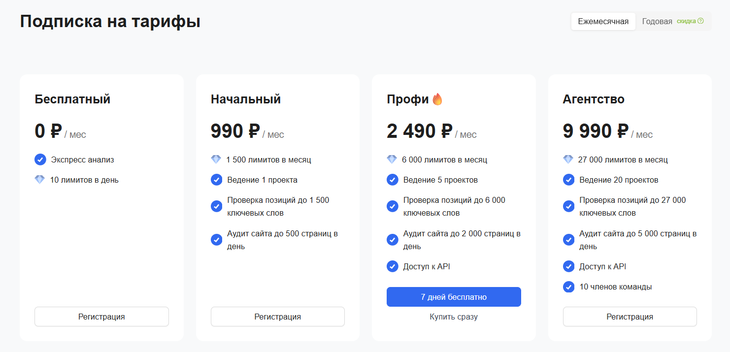 тарифы и подписка в пр су